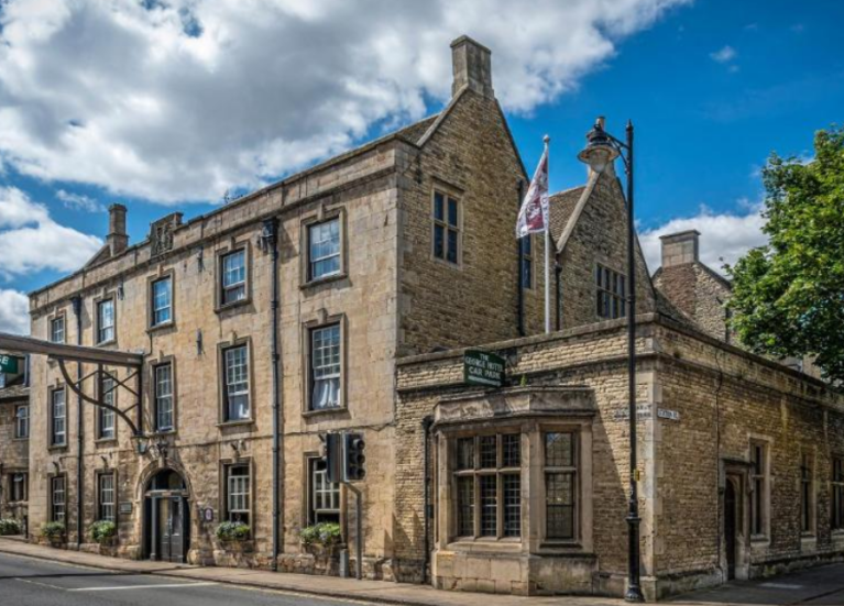 Exterior photograph of The George of Stamford Hotel in Lincolnshire.